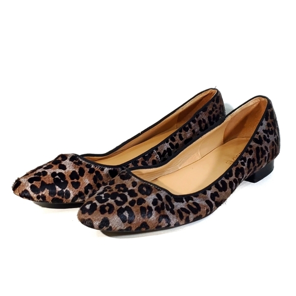 Talbots Calf Hair Ballet Flats Loafers Leopard Leather - Picture 3 of 9